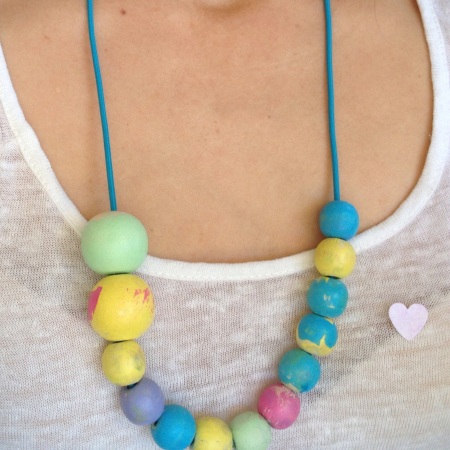 A DIY beaded necklace for Mother's Day done in an ESL classroom