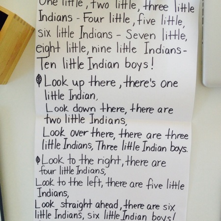 The lyrics to 10 Little Indians